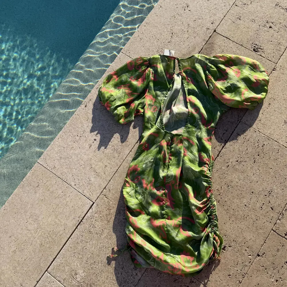 Cleobella Kamila Women's Green and Pink Vacation Dress XS - Picture 5 of 6
